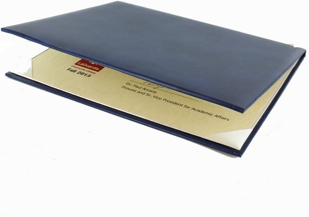 SHOP AWARDS AND GIFTS 8. 5” x 11” Padded Certificate Holder with Acetate Cover, Folder for Diploma, Degree, Documents, Awards, Blue, Personalized