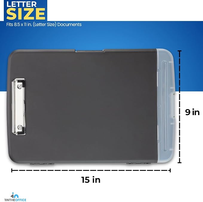 1InTheOffice Clipboard with Storage Box, Plastic Storage Clipboard, Black 2 Pack