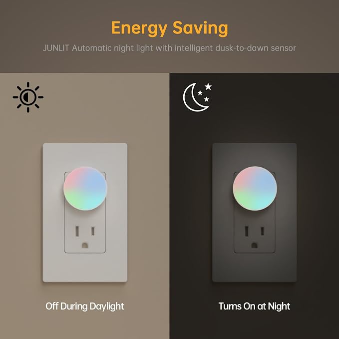 Plug in Night Light 12 Pack, Mni Night Lights with 4-Color Changing, Dusk to Dawn, 3 Brightness Levels, Ideal Dimmable Nightlight for Hotel, Hallway, Kitchen,Toleit