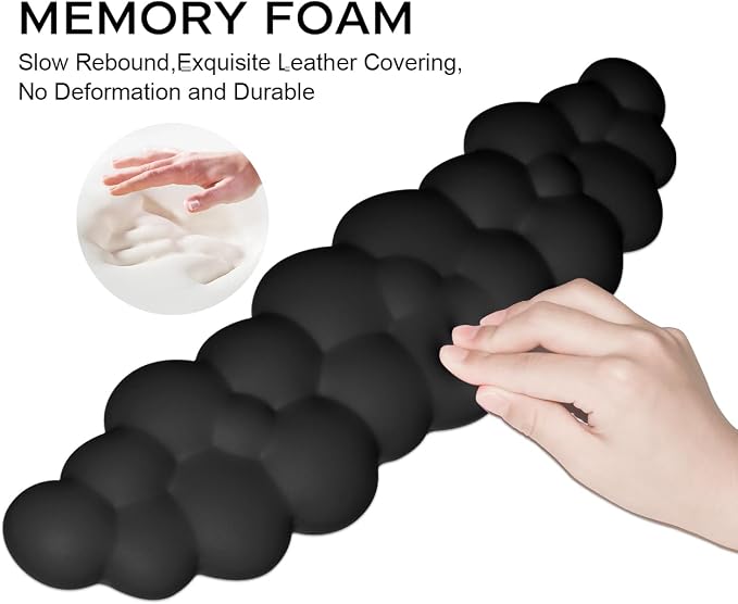 JIKIOU Upgrade Leather Cloud Wrist Rest for Keyboard and Mouse & Cup Pad | Wish Gift-Cute Cloud Shape, Comfortable and don’t Irritate to Skin, Non-Slip PU Base,Soft Memory Foam filled for Pain Relief