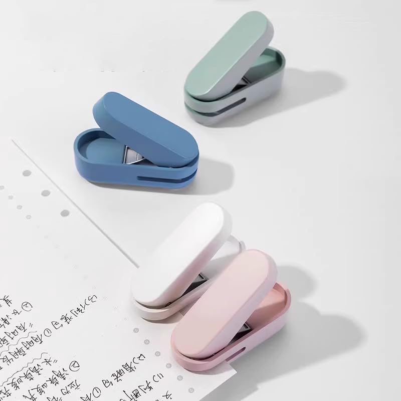 Knamoda Mini Small Hole Puncher White Color, 10 Sheet Paper Hole Puncher Capacity Single Hole Puncher for Office Use Or Gift for Students (White)