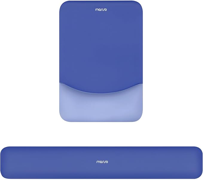 MOSISO Wrist Rest Support Mouse Pad & Keyboard Set, Royal Blue | Rectangular Ergonomic Mousepad, Non-Slip Base, Home/Office Pain Relief & Easy Typing, Neoprene Cloth & Raised Silicone Lining