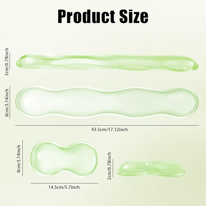 Ergonomic Gel Keyboard and Mouse Wrist Rest Set – 17.12inch Longer Wrist Rest for Full-Sized Computer Keyboard, Comfort & Support for Typing and Gaming (Green)