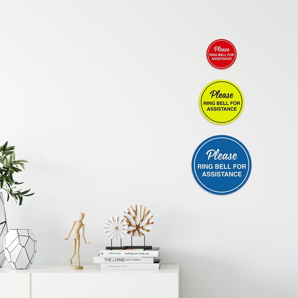 Signs ByLITA Circle Please Ring Bell For Assistance Wall or Door Sign | Easy Installation | Front Desk Reception Sign (Dark Brown) - X-large (1 Pack)