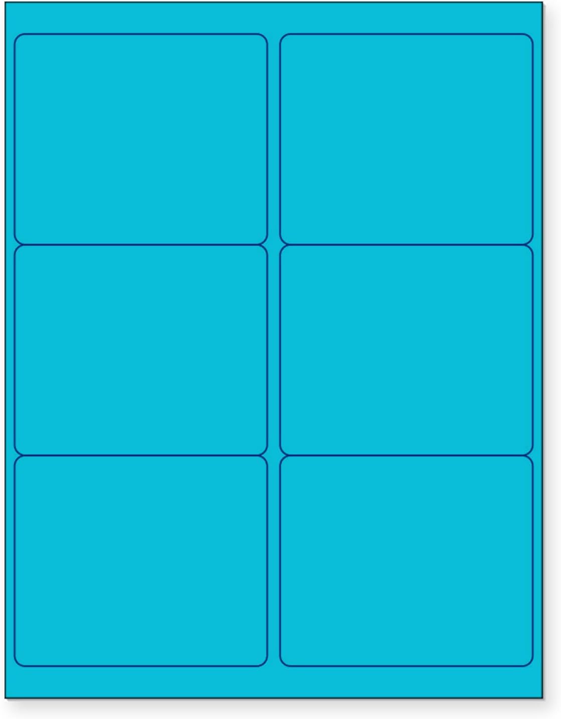 NextDayLabels - 8-1/2 x 11 Neon Color High Light Fluorescent Labels for Laser & Inkjet Printer (Blue Fluorescent, 4" x 3-1/3" - 6 Per Page | 150 Labels)
