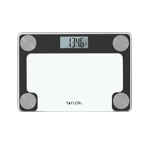 Taylor Digital Bathroom Scale for Body Weight, Large 9.7 x 6.7 Inch Clear Glass Platform, 400 lb Capacity, 2.4 Inch Display, Stainless Steel Accents, Includes Canvas Travel Bag