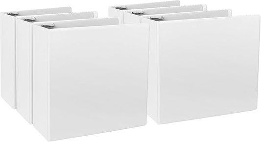 CIXILDTS 4-Inch 3 Ring Binder, Standard 4" Slant-D Ring Binder Fit Letter Size Paper, Presentation View Binders, White, 6-Pack