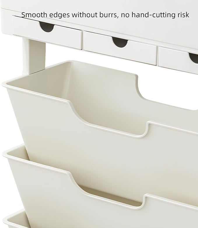 5 Tier Rolling Book Cart Multi-Functional Movable Storage Bookshelves | rolling bookshelf,Movable Storage Bookshelves with Lockable Wheels for Study Office Library Classroom,