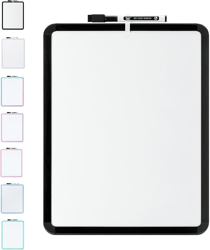 Mr. Pen- Dry Erase Board, 14” x 11” with a Black Dry Erase Marker | Black Frame, Small Mini White Board for Students, Fridge, Wall, Locker, Includes Double Sided Tapes
