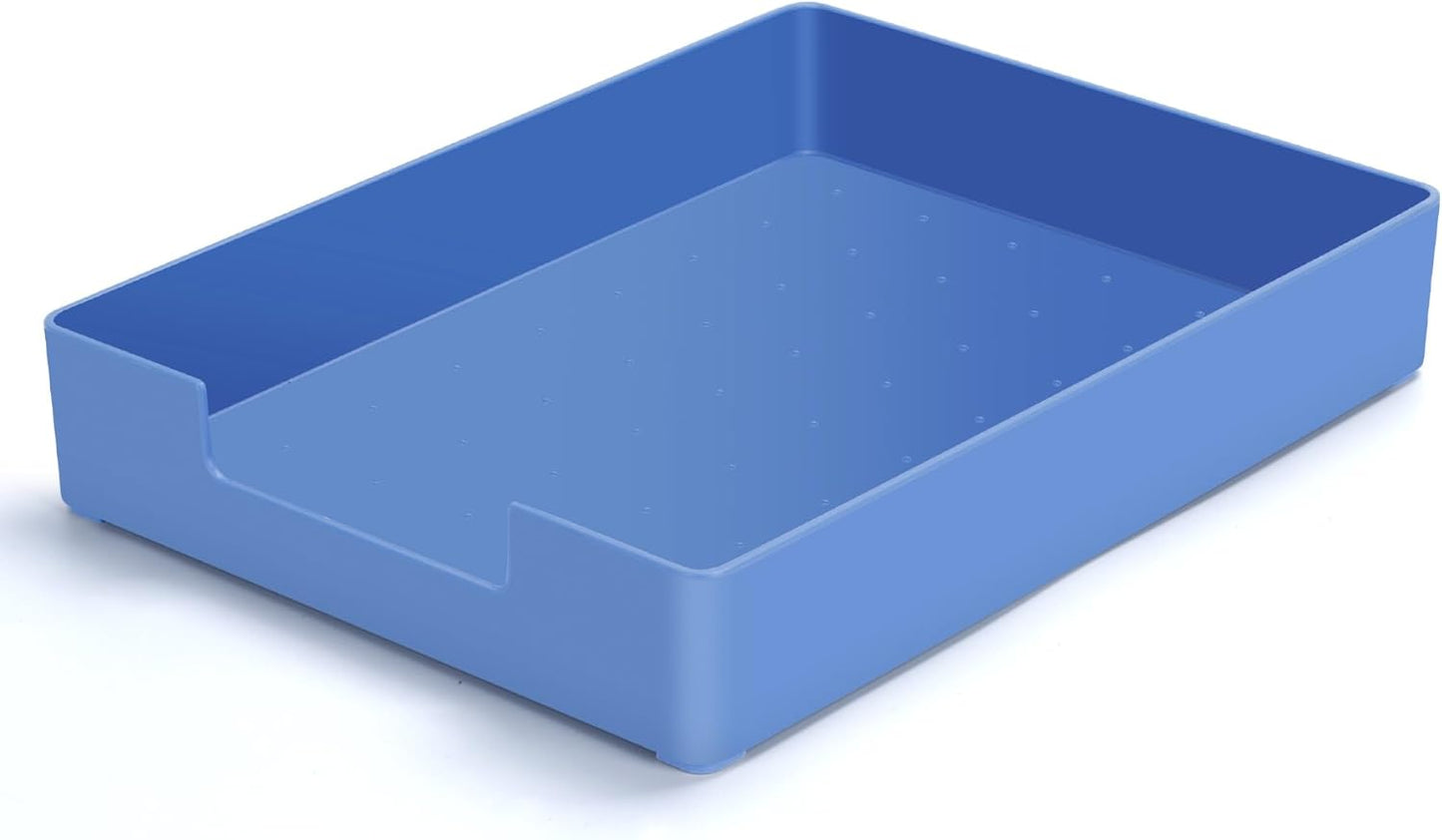 Letter-Size Tray Desk Letter Tray Paper Tray, Sturdy Heavy-Duty Plastic Printer Paper Tray, Single-Tier Stackable File Storage Organizer for Office Home (1, Blue)