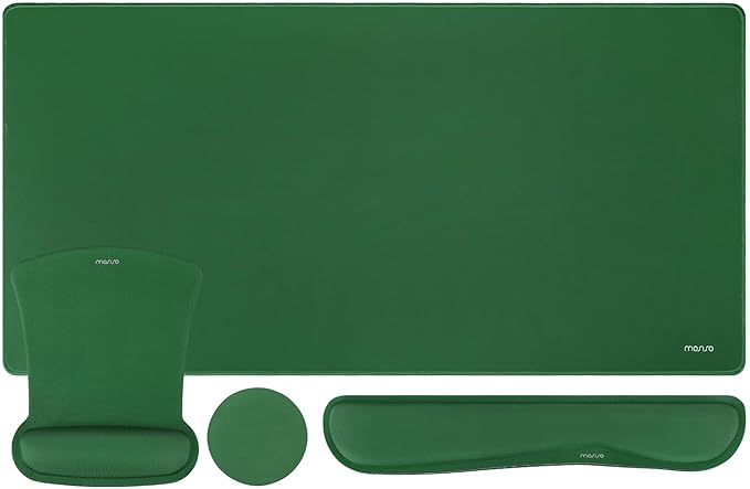 MOSISO Keyboard Mouse Pad Set, Large Gaming Mousepad&Keyboard Wrist Rest&Mouse Wrist Rest&Coaster, Ergonomic Non-Slip Mousepad&Easy Typing Cushion with Memory Foam for Home Office, Jungle Green