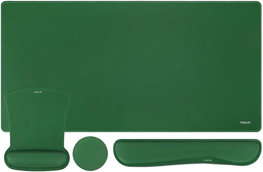 MOSISO Keyboard Mouse Pad Set, Large Gaming Mousepad&Keyboard Wrist Rest&Mouse Wrist Rest&Coaster, Ergonomic Non-Slip Mousepad&Easy Typing Cushion with Memory Foam for Home Office, Jungle Green