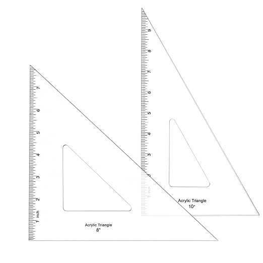 Coopay 2 Pack Triangle Ruler, 30/60 & 45/90, Clear Acrylic, Inking Edge | Drafting Triangle, 10 inch 30/60, 8 inch 45/90 Degree, Technical Drawing Tools, Design, Architect and Engineering, Student