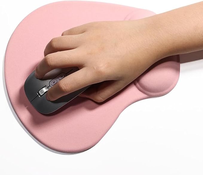 Ergonomic Mouse Pad with Wrist Rest, Gel Wrist Support Mousepad, Pain Relief Laptop Computer Mouse Pad, Non-Slip Mouse Pads for Office & Home (Light Pink)