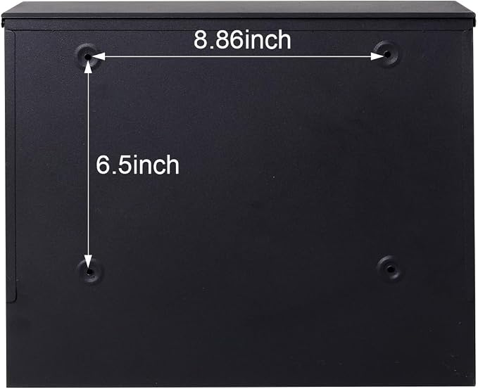 Locking Mailbox Wall Mount for Outside– Jssmst Mailboxes with Key Lock for Front Door Fence, Large Capacity Letter Box, 14.3 x 4.1 x 11.8 Inch, Black, SM-HPB911BN