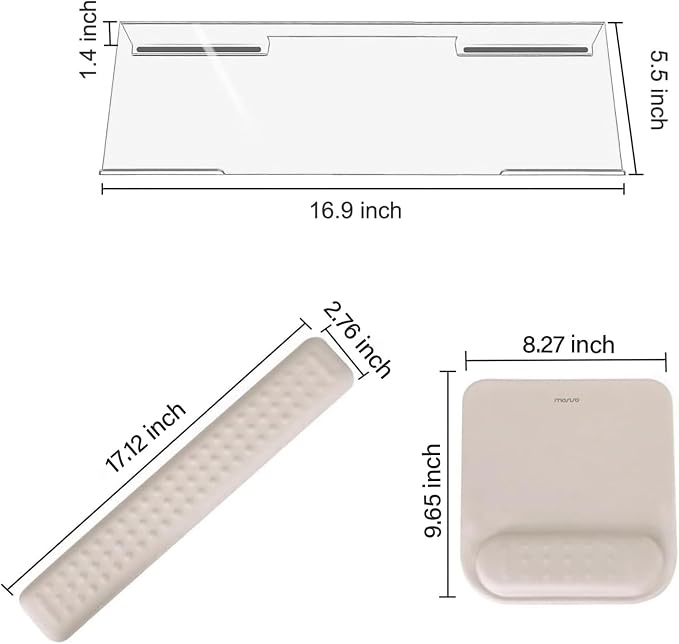 MOSISO Keyboard Stand&Wrist Rest Support for Keyboard &Mouse Pad Set | Ergonomic Massage Wrist Rest Set, Easy Typing Working Acrylic Clear Stand for Office Home, Taupe Brown