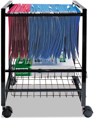 Mobile File Cart with Sliding Baskets, Metal, 2 Drawers, 1 Bin, 12.88" x 15" x 21.13", Black