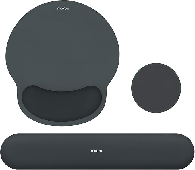 MOSISO Wrist Rest Support for Mouse Pad&Keyboard Set, Slate Gray | Circle Curved Ergonomic Mousepad Non-Slip Base Home/Office Pain Relief&Easy Typing Pad with Soft Cloth&Silicone Lining