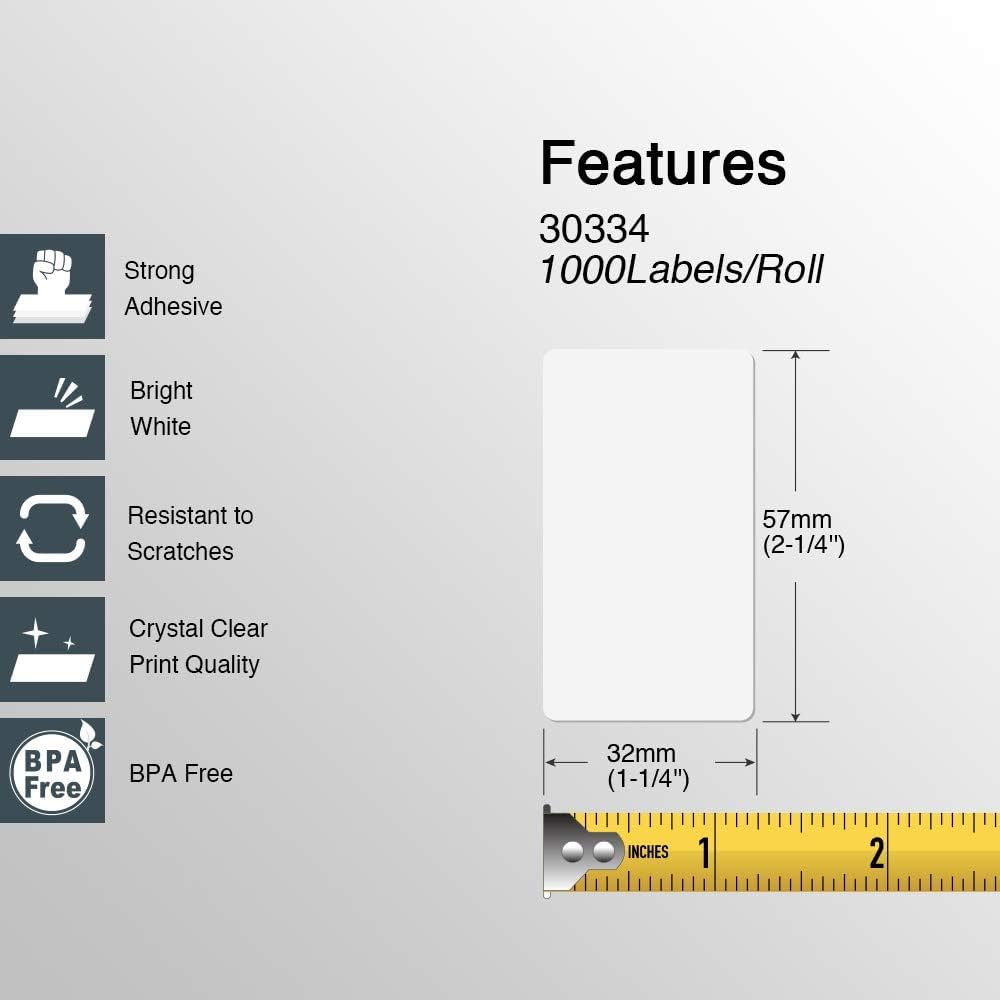 BETCKEY - Compatible DYMO 30334 (2-1/4" x 1-1/4") Medium Multipurpose Barcode/FNSKU Labels - Compatible with Rollo, DYMO Labelwriter 450, 4XL & Zebra Desktop Printers[6 Rolls, 6000 Labels, Orange]