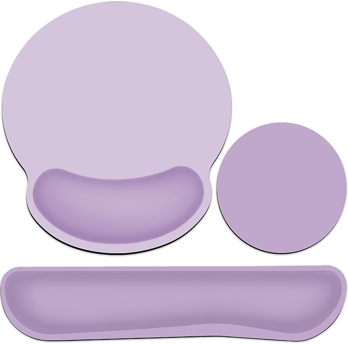 Mouse Pad with Wrist Rest Set, 3-in-1 Wrist Support Mousepad | Gaming Mat Pad with Anti-Skid Base,Ergonomic Mouse Pad Purple,Memory Foam Gel Wrist Rest for Computer Keyboard