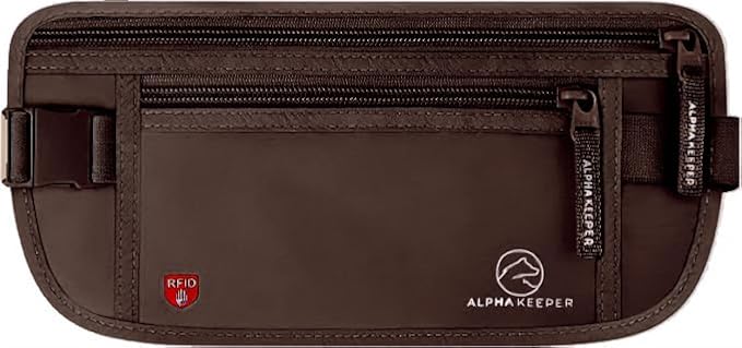 Alpha Keeper Money Belt for Travel Hidden Under Clothes – RFID Blocking Passport Holder & Slim Waist Wallet Pouch for Women & Men, Anti-Theft Travel Accessories