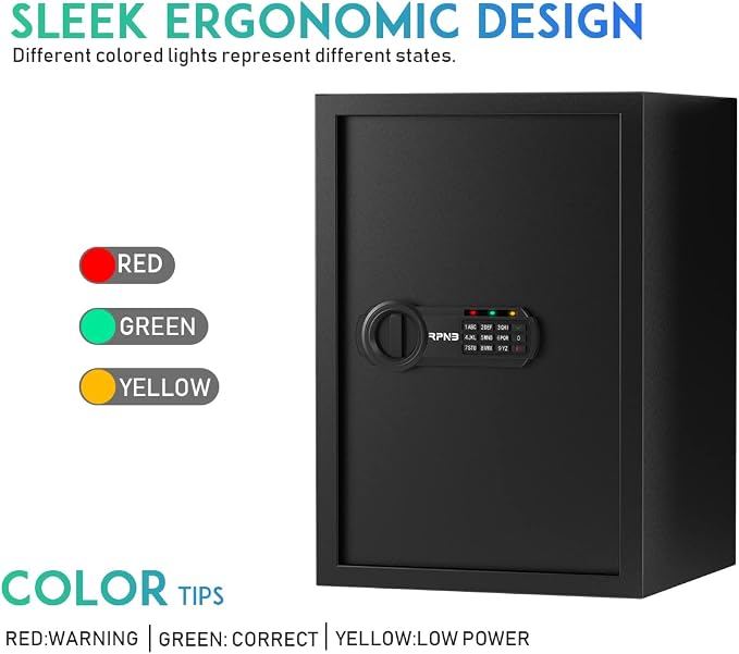 RPNB Large Home Safe Box,Personal Safe,Money Safes for Home,1.8 CuFt | Small Cabinet Safe with Keys,Electronic Code Lock,Steel Alloy Metal Safety Boxes for Home,Office,Hotel,Business,Jewelry