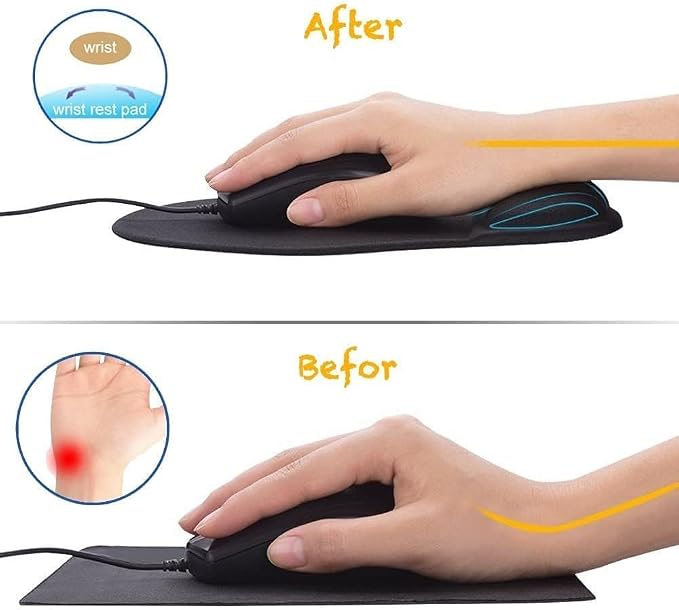 Office Mousepad with Gel Wrist Support - Ergonomic Gaming Desktop Mouse Pad Wrist Rest - Design Gamepad Mat Rubber Base for Laptop Computer -Silicone Non-Slip Special-Textured Surface (09Dark Grey)