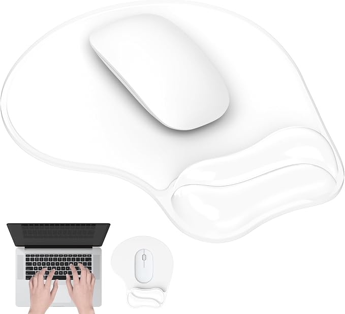 Gel Mouse Pad with Wrist Rest, Ergonomic Comfortable Computer Wrist Support for Laptop, Pain Relief Mousepad with Non-Slip PU Base for Office & Home Clear