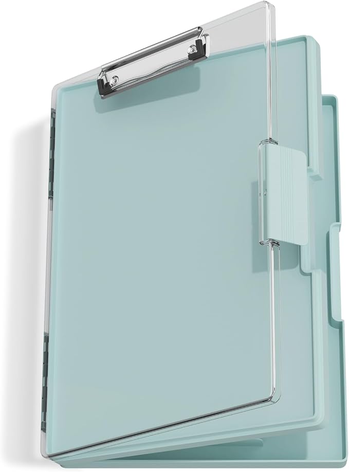 Hongri Clipboard with Storage, Green 8.5 x 11 Clip Board, Dual Compartmen | Folder Nursing Side Opening, Heavy Duty Organization Box, Smooth Writing for Teachers, Classroom, Size 13.3 x 9.4 x 1.5 in
