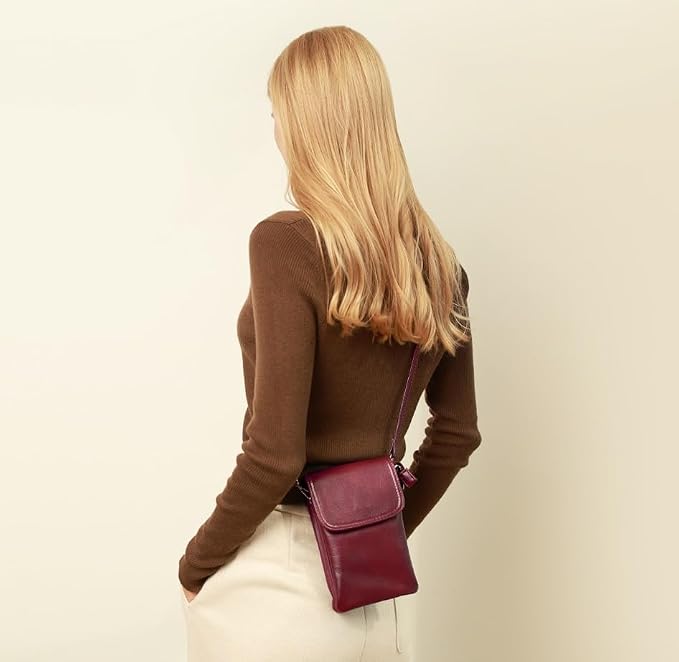 befen Genuine Leather Small Crossbody Bags for Women Cell Phone Travel Bag | Soft Real Leather, Adjustable Shoulder Strap, Card Slots, Compact Size, Daily Travel Shopping Outing Use, Phone Purse