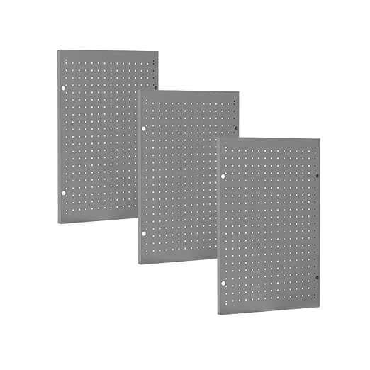 3 PCs Metal Pegboard Heavy Duty Peg Board Kit Wall Organizer 48" x 24" Tool Storage Board for Garage Basement Includes Screws Kits, Grey