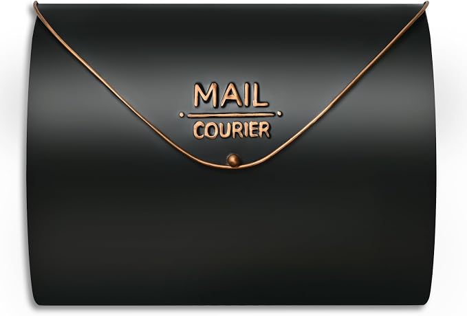 Outdoor Wall Mount Mailbox, 13 x 3.24 x 10.3 inch Black Waterproof Mail Box, Heavy Duty Wall-Mounted Mailboxes for Home, Envelopes, Magazines & Small Packages