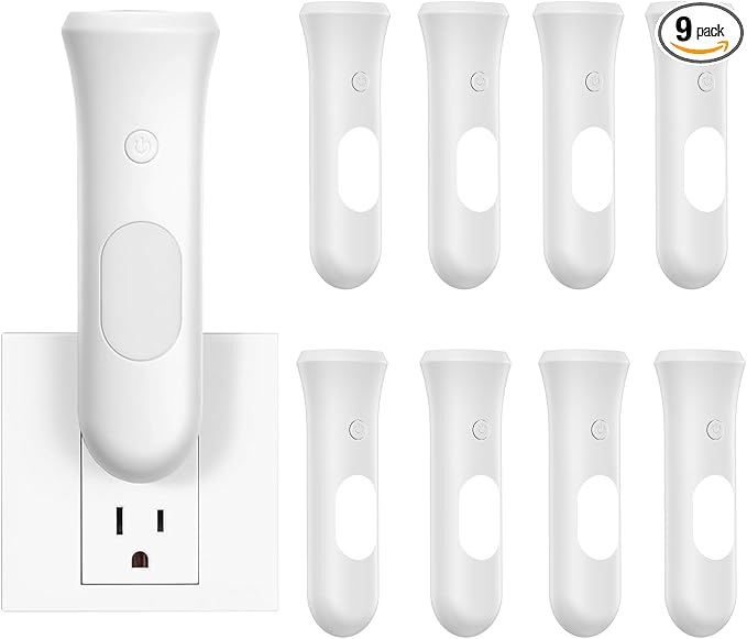 ROSSEX 4 in 1 Emergency Power Failure Lights for Home, 9 Pcs Rechargeable LED Flashlight, Automatic Turn-On Power Outage Light Plug in Wall for Snow Storm Weatheready, White