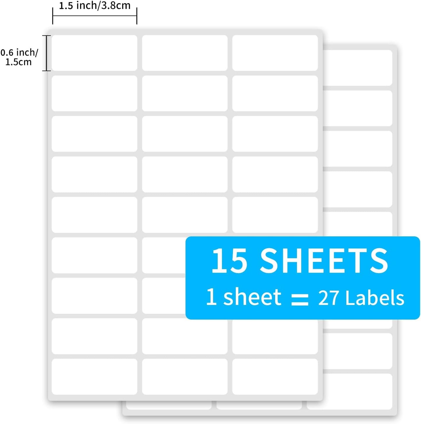 0.6×1.5 Inch Removable Blank Freezer Labels,Water/Oil/Tear Resistant/Ink Won't Smudge No Residue (405 pcs,1 Bag)