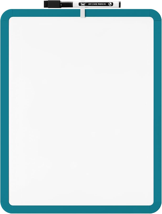Mr. Pen- Dry Erase Board, 14” x 11” with a Black Dry Erase Marker | Green Frame, Small Mini White Board for Students, Fridge, Wall, Locker, Includes Double Sided Tapes