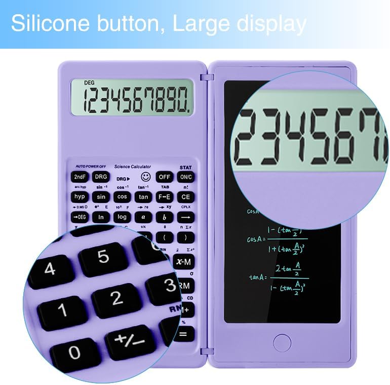 Scientific Calculators for Students, 10-Digit Large Screen, Math Calculator with Notepad, Classroom Must Haves for Middle High School Supplies & College(Purple)