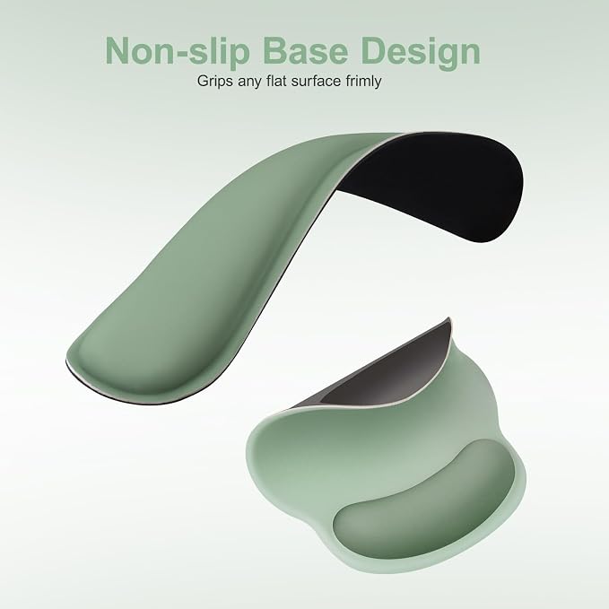 MOSISO Wrist Rest Support for Mouse Pad&Keyboard Set, Antique Green | Streamline Ergonomic Mousepad&Coaster Non-Slip Base Home/Office Pain Relief&Easy Typing Pad with Soft Cloth&Silicone Lining