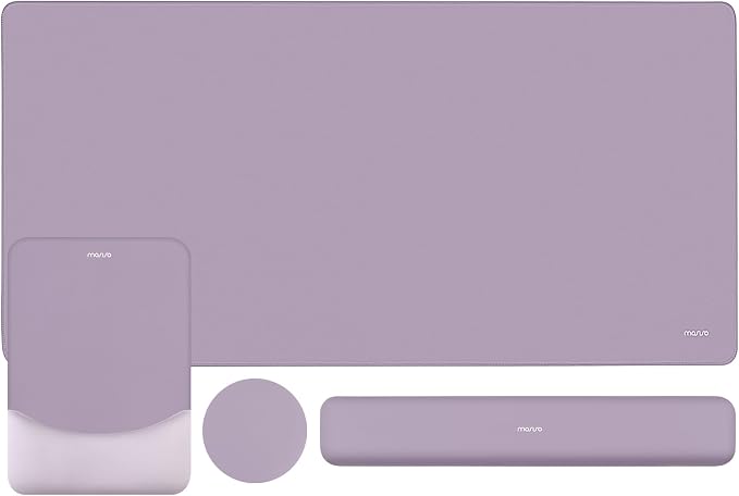 MOSISO Keyboard Mouse Pad Set, Large Gaming Mouse Pad&Keyboard Wrist Rest | Rectangular Mousepad with Wrist Rest&Coaster, Ergonomic Non-Slip&Easy Typing Pad with Curved Silicone Lining, Purple