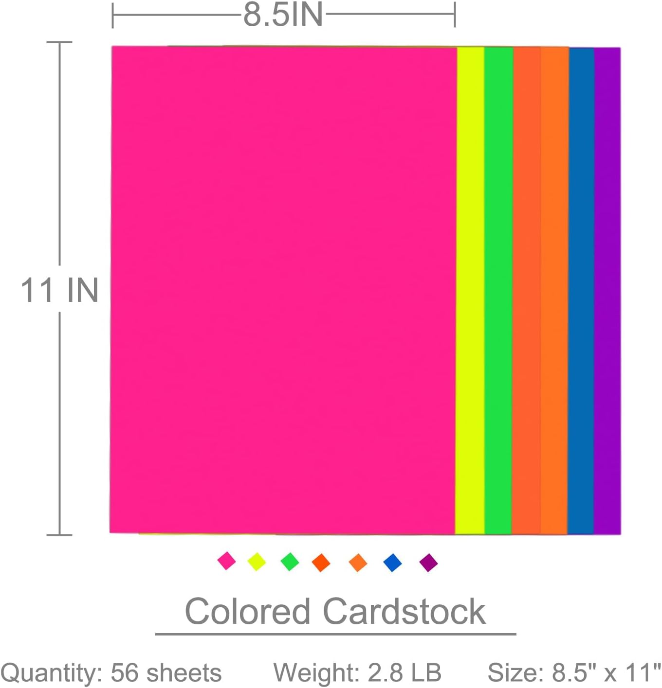 Colored Cardstock 4 in x 6 in,56 Sheet Fluorescent Neon Index Paper 250 GSM/90 LB HeavyWeight Card Stock Set of 7 Colors for Cutting DIY Art Craft