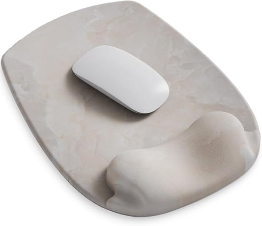 ErgoFlow Gel Wrist Rest Mouse Pad-Ergonomic Cushion for Desk, Cute Aesthetic Computer Decor for Women,Small Mousepad Mat&Laptop Pads-Office,Home Wireless Support&Ergo Accessories (08Cream Marble)