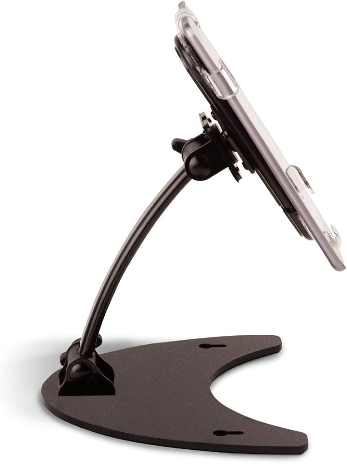 Tarifold X-tend Desktop Tablet Holder, Fits 7-10 Inch Tablets, Black | Fits 7-10 inch tablets, 360-degree rotating holder, locking cap screws, secure transparent corners, durable metal base