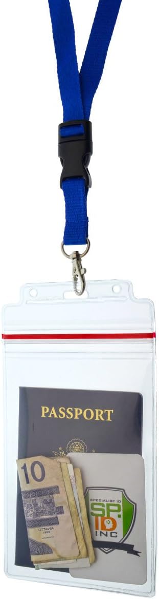 Passport Holders - 5 Pack - Heavy Duty Water and Tear Resistant with Lanyard - 4X6 Insert is Ideal for Cruise and Beach Vacation Documents (Royal Blue)