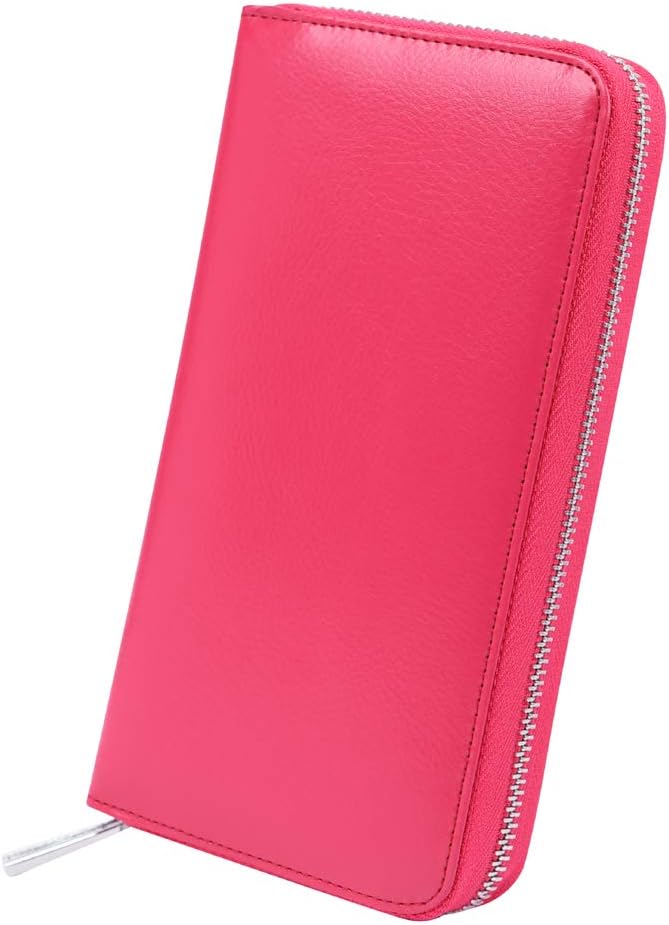 Women 36 Slots RFID Blocking Card Holder Large Long Leather Zipper Organizer Accordion Wallet,Rose