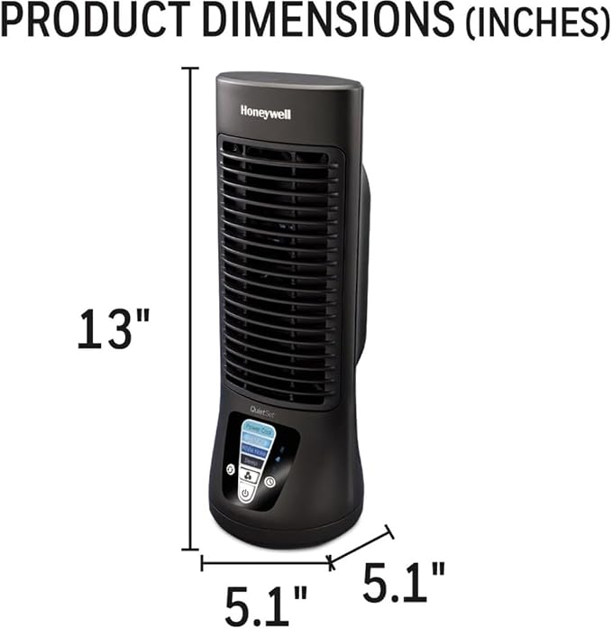 Honeywell QuietSet Personal Table Fan, Oscillating Personal Desk Fan For Bedroom with Quiet Operation, 4 Levels of Power and Sound, Black, HTF210B