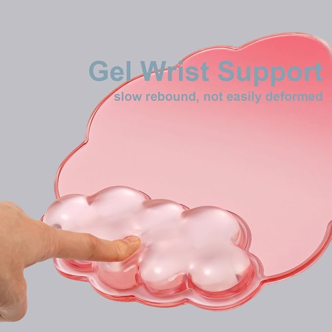 Keyboard Wrist Rest with Gel Cloud Mouse Pad - Soft and Cool Ergonomic Mouse Pad with Non-Slip Base, Cute Desk Accessories for Office/Home/Desktop/Latop