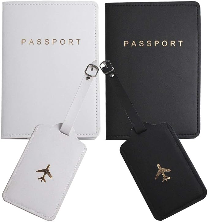 Passport Wallets Travel Holder Set,Honeymoon gift, Slim Passport Case Covers and Organizer Slots Couple Travel Luggage Tags Passport Cover - Wedding Bridal Shower Gift