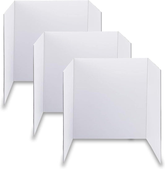 3 pcs Small White Tri-Fold Display Boards, 21 x 14 Inches Corrugated Trifold Poster Boards for School Projects, Science Fairs, Business Presentations and Exhibitions