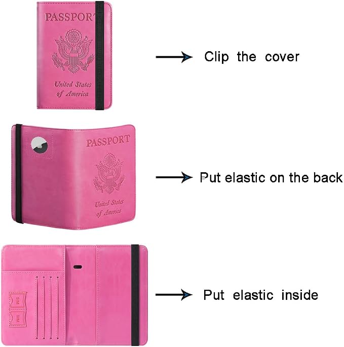 Airtag Passport Holder, Travel Essentials, Passport Cover, RFID Wallet | Passport Wallet, Travel Accessories, RFID Blocking, Synthetic Leather Card Case, International Must Haves, For Women Men