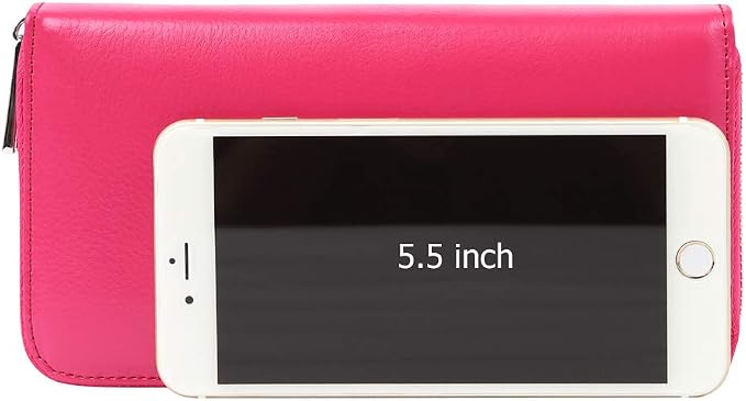 Women 36 Slots RFID Blocking Card Holder Large Long Leather Zipper Organizer Accordion Wallet,Rose