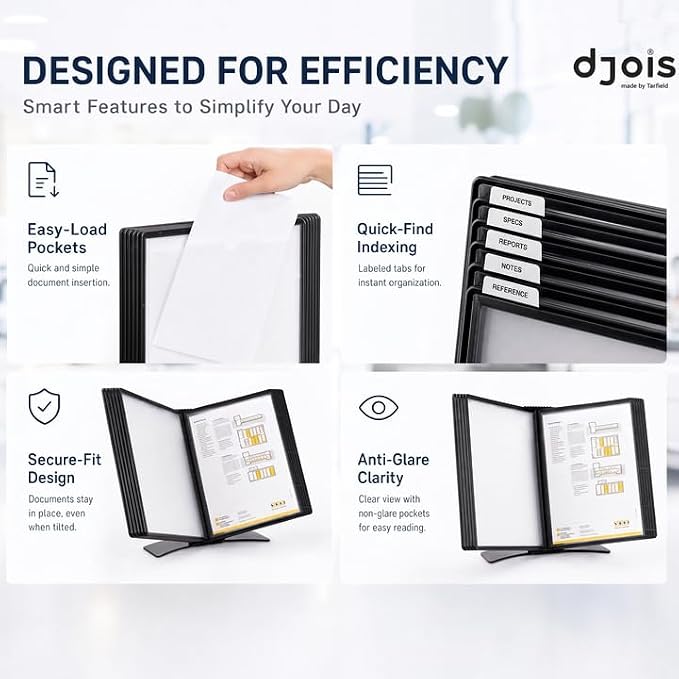 Tarifold Desktop Reference System, 10 Pockets with Easy-Load Design, Black | Tarifold Desktop Reference System, 10 Pockets with Easy-Load Design, Black